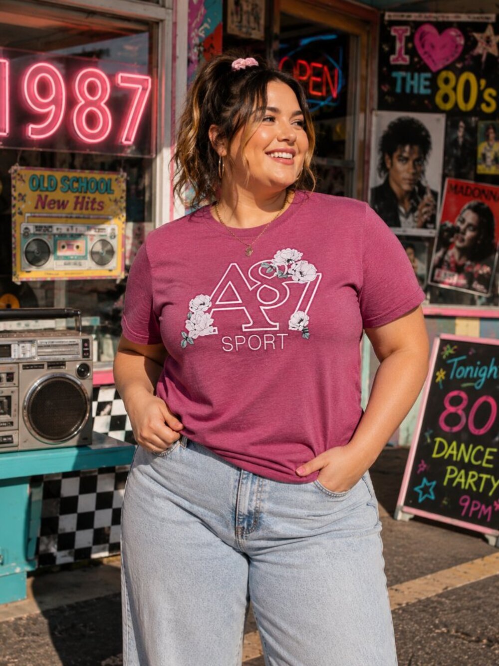 Aeropostale Sport Floral Logo Tee 3X Pink
